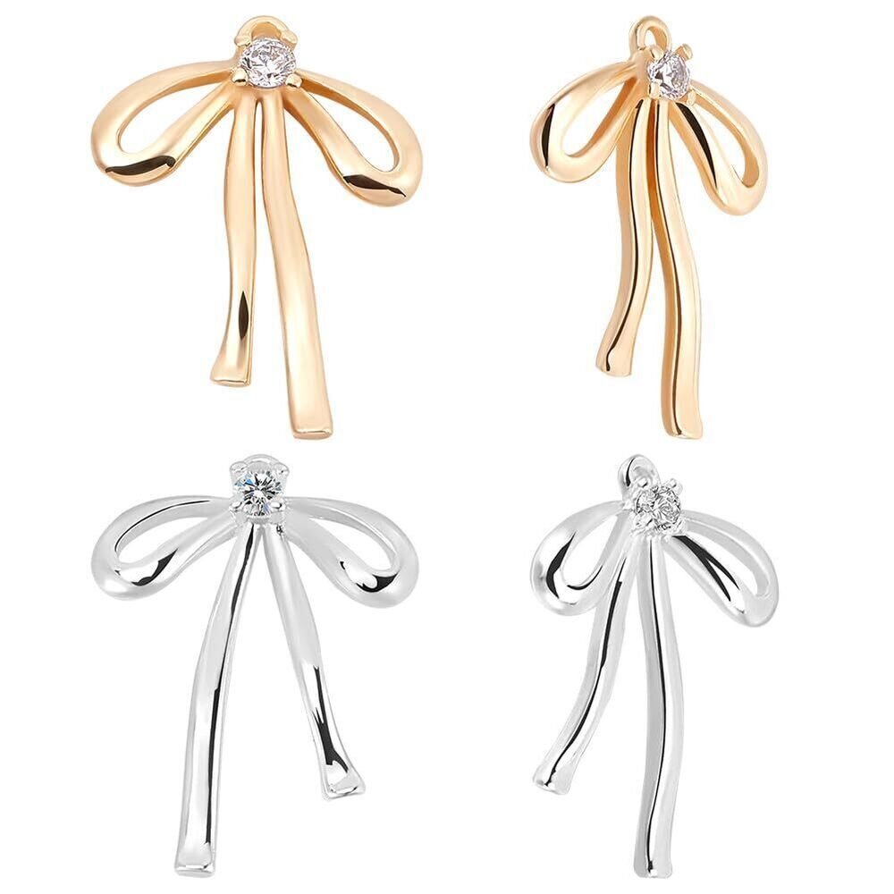 7288 1 Box 12Pcs Bowknot Charms Real 18K Gold and 925 Sterling Sliver